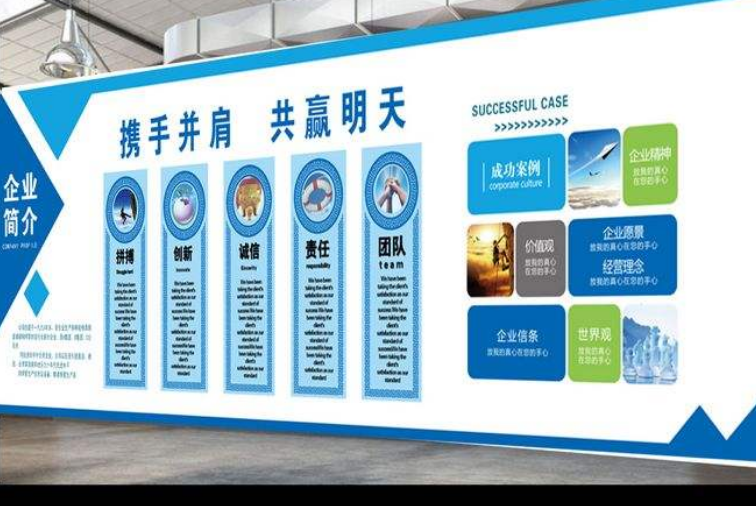 完整內容簡約實用公司簡介企業文化墻展板