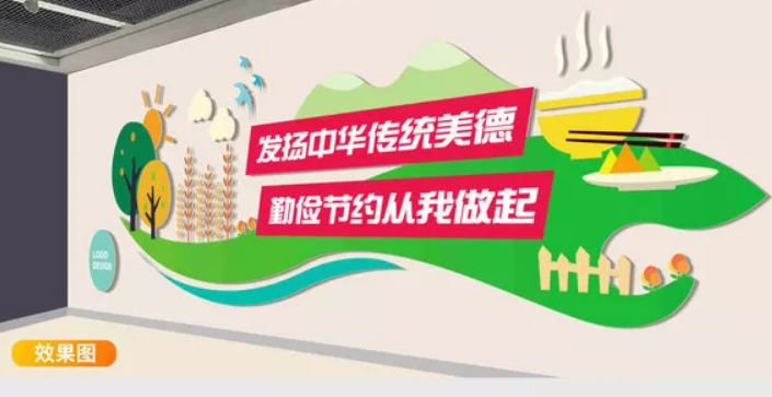 食堂文化墻面布置設計