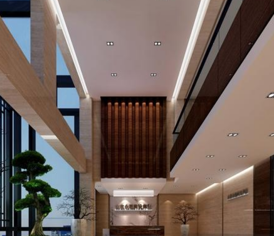 現代風格酒店大廳吧臺背景墻裝修效果圖