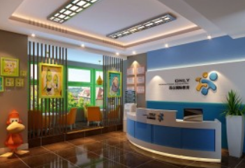 兒童培訓公司前臺背景墻設計效果圖