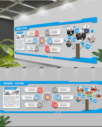 大氣藍色企業文化墻文化墻 