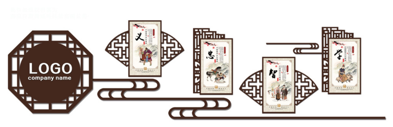 簡約現代風企業文化宣傳欄背景墻展板設計 