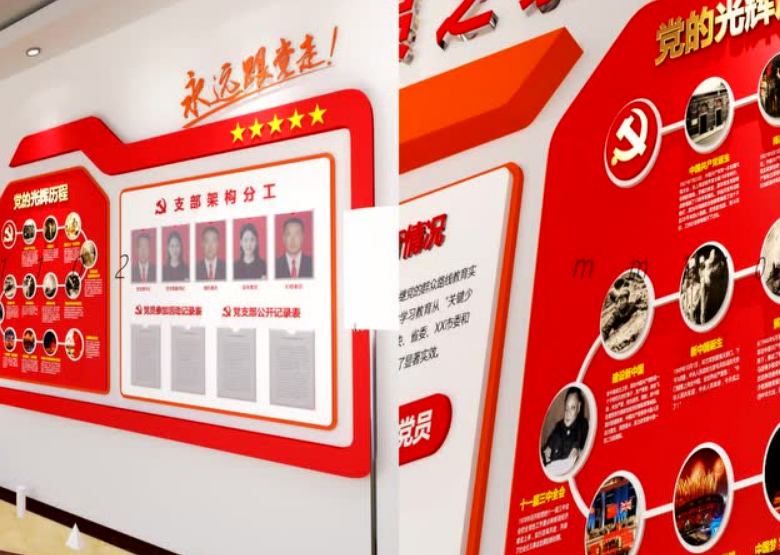 大氣紅色黨建文化墻機關黨員公開設計圖