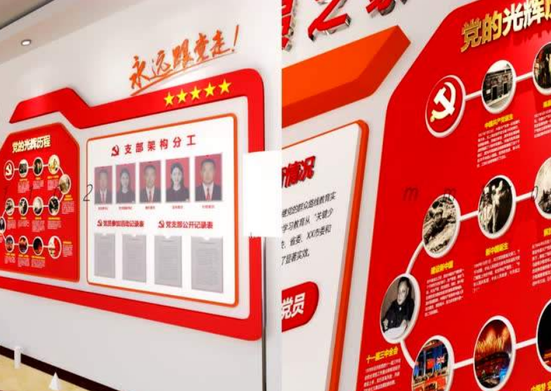 社區(qū)黨的歷程黨建文化墻布置設計圖