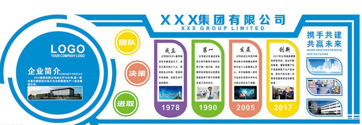 企業(yè)文化墻,融入了企業(yè)商務(wù)風(fēng)格和簡(jiǎn)約色塊