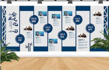 時尚藍色簡潔企業文化形象展板素材