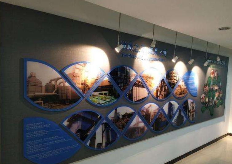 現代科技企業展廳文化墻3d效果圖設計