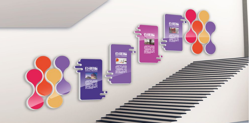 大型3d立體企業(yè)樓梯文化墻cdr矢量圖員工風(fēng)采展