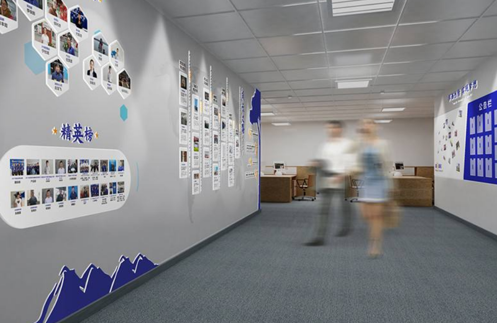 前臺背景墻文化墻室內(nèi)裝修效果圖設計公司文化走廊藝術展廳效果圖