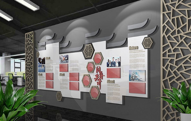 古典大氣中式企業(yè)文化墻布置圖設(shè)計(jì)