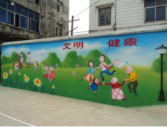 文明社區文化墻墻體彩繪圖片