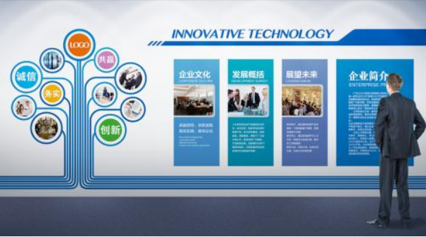 藍色科技企業文化墻
