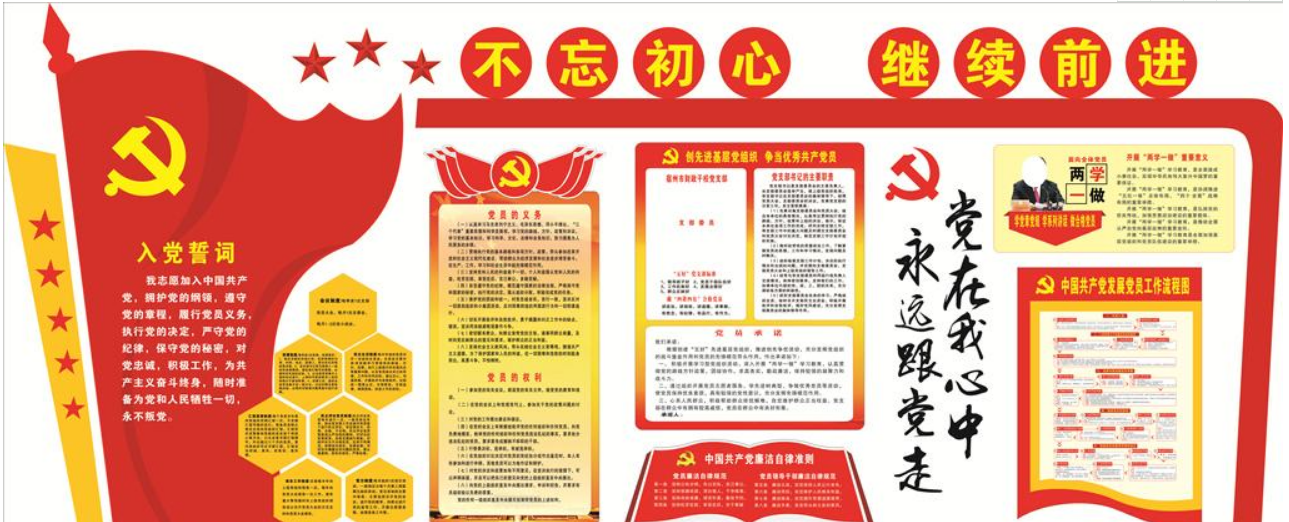 黨建紅色文化墻簡潔立體黨建展板