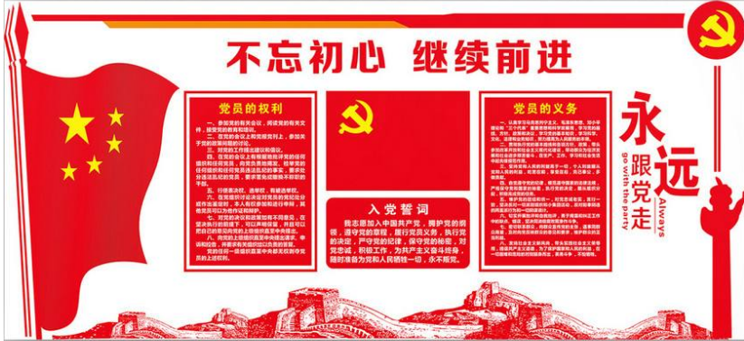 不忘初心牢記使命黨建文化墻3d效果圖
