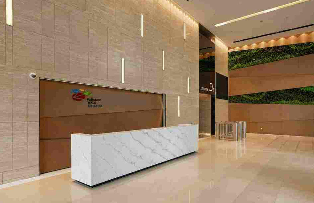 企業公司進門logo形象墻裝修效果圖 辦公室接待前臺文化墻