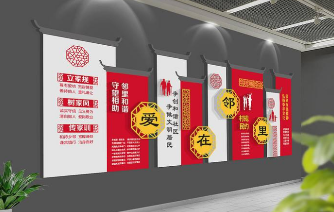 中式社區(qū)照片文化墻展板