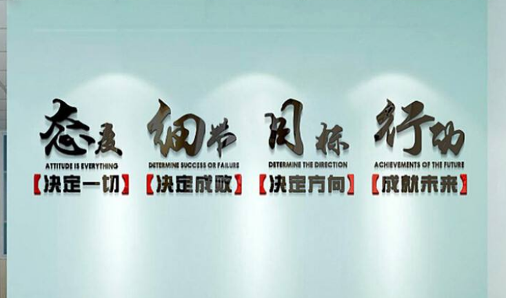 公司團隊勵志立體墻貼3d亞克力企業文化墻態度