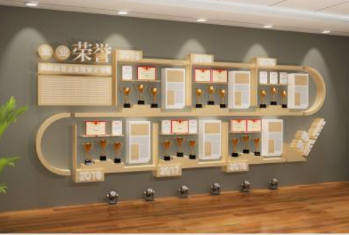 企業榮譽墻展廳設計公司文化墻創意效果圖