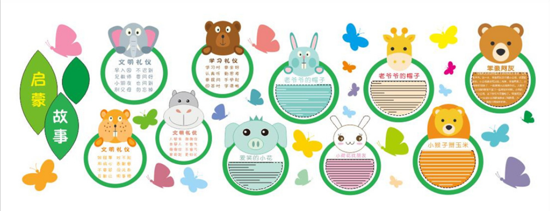 卡通幼兒園文化墻圖片