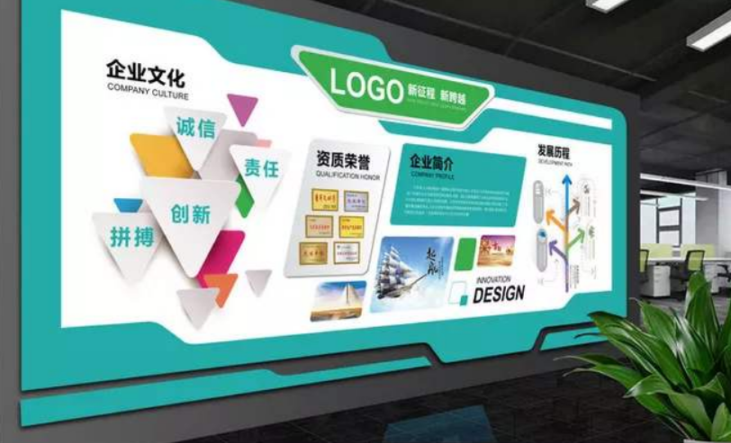 企業文化墻創意設計公司走廊布置3d效果圖圖片