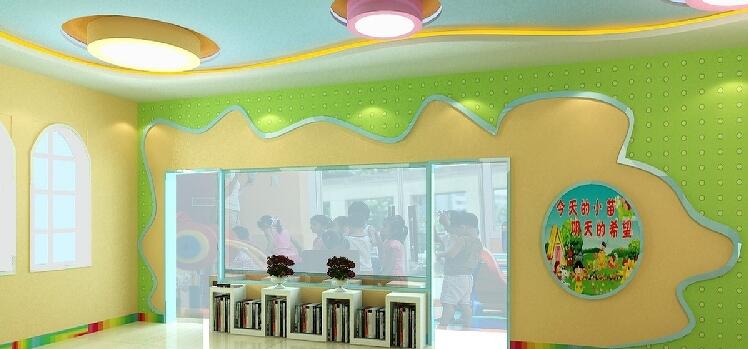 簡約幼兒園前臺文化墻制作效果圖