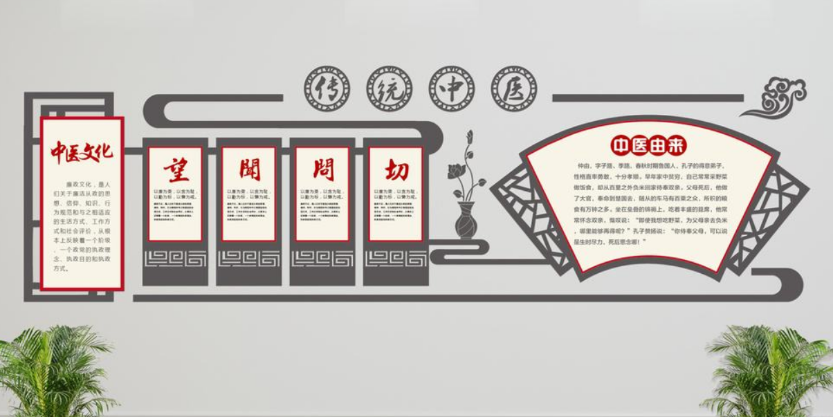 古典中醫館走廊微立體文化墻