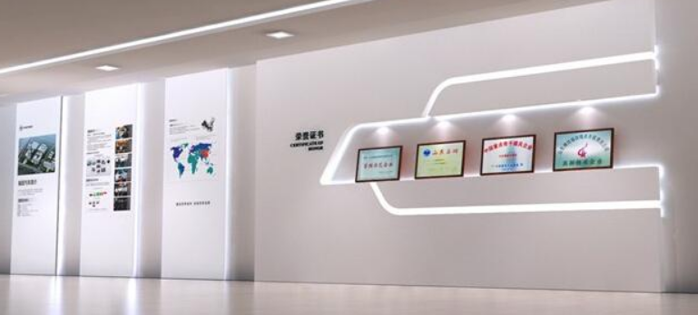 企業(yè)文化墻立體藍(lán)色企業(yè)簡介文化墻