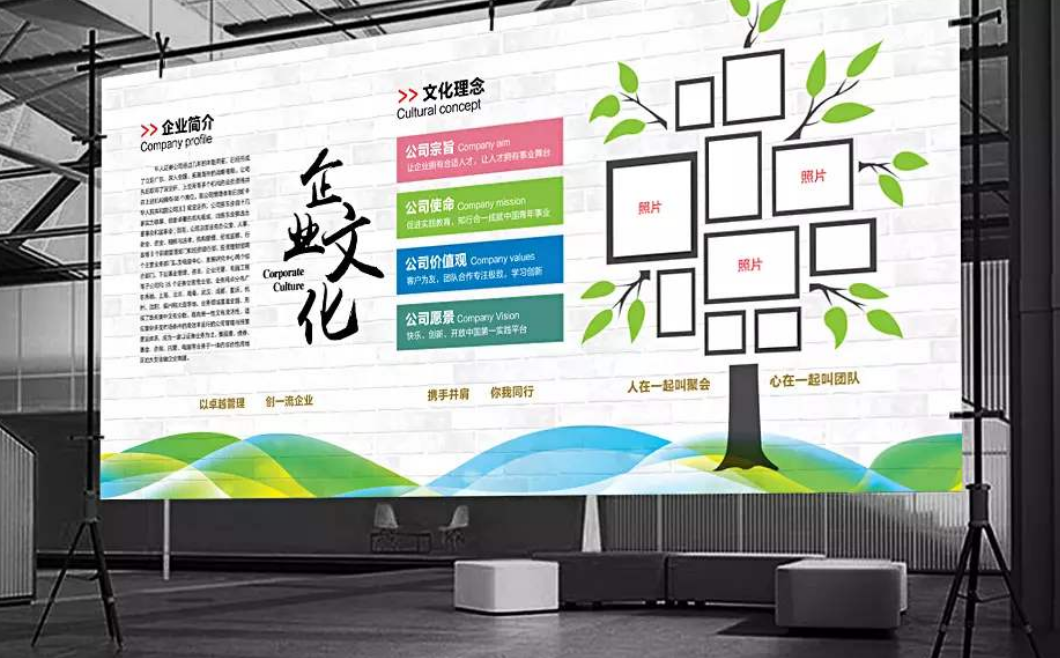 現代簡約企業文化墻照片墻展板