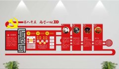 紅色大氣黨建文化墻制作效果圖