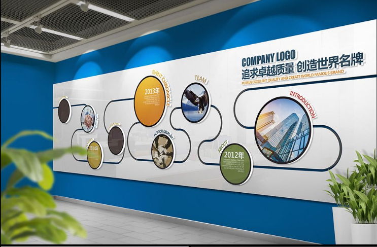辦公室企業動感文化墻創意設計員工照片墻宣傳墻