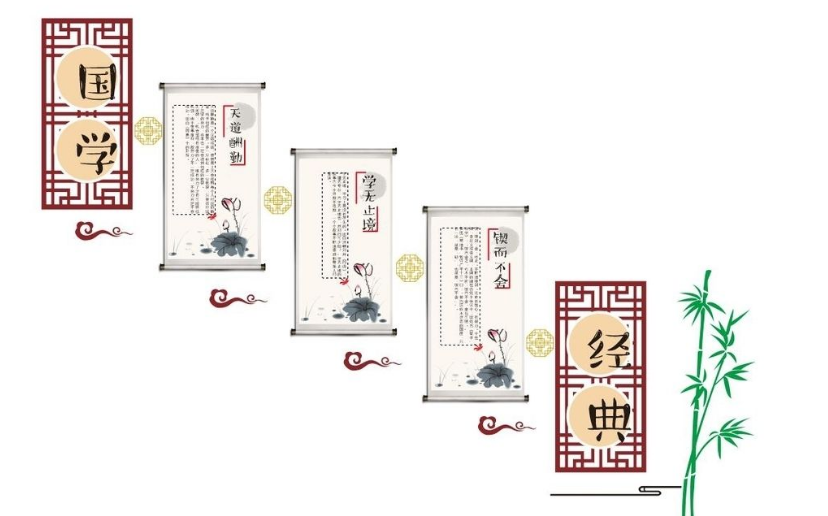 矢量中式國學經典微立體文化墻展設計圖