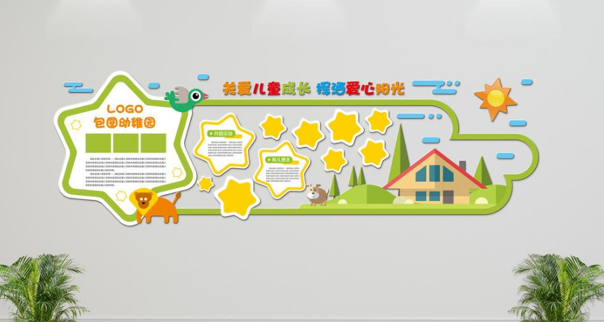 創意卡通立體異形幼兒園培訓機構文化墻