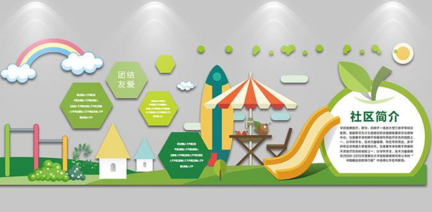 鄰里和諧創意卡通社區文化墻