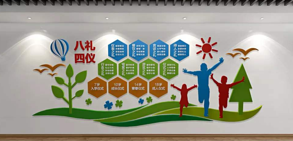 中式校園文化墻戶走廊圍墻新農村德智文化