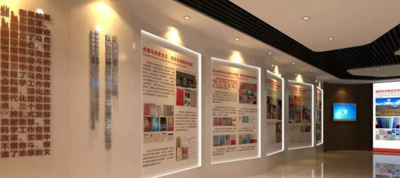 大氣藍色大型企業文化墻辦公室形象墻模板設計圖片