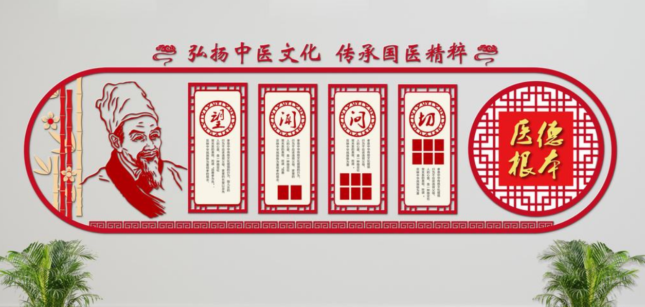 中醫文化墻中式展廳古典展館3d效果圖