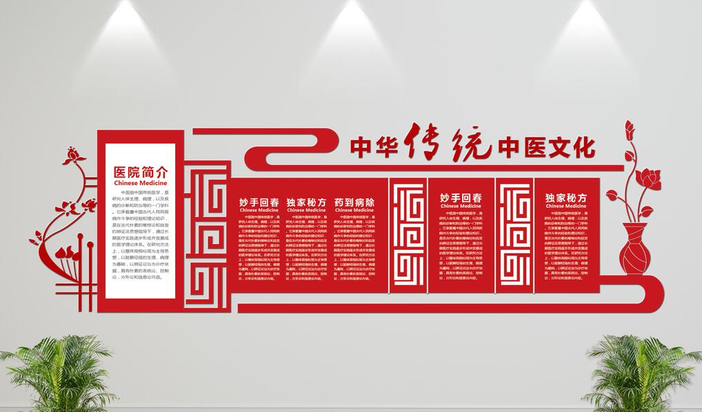 古典中醫文化墻制作效果圖