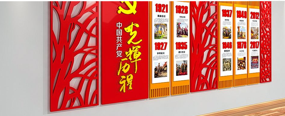 整套黨建文化墻社區黨員之家展廳效果圖模板