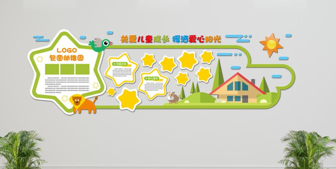 創意卡通立體異形幼兒園培訓機構走廊文化墻