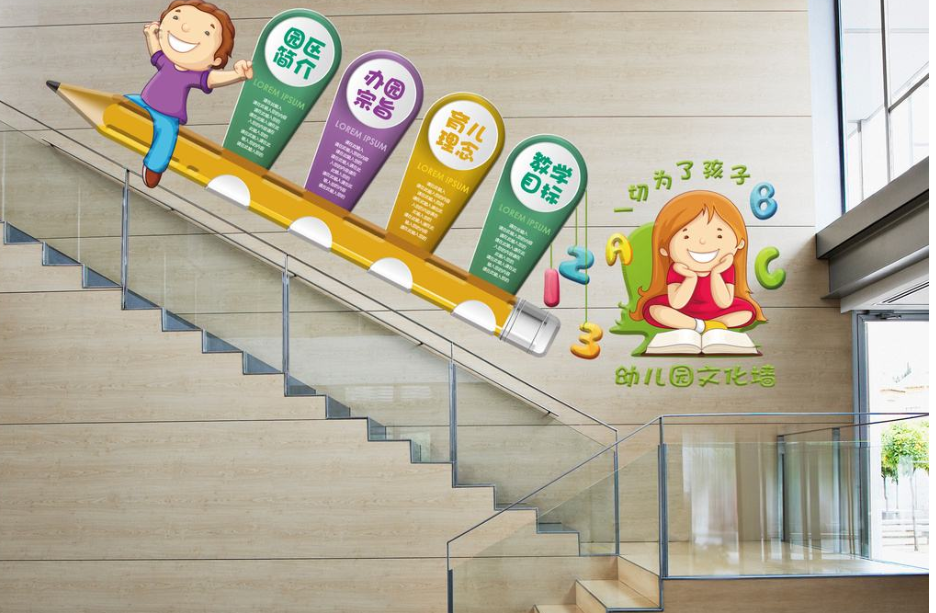 創意卡通幼兒圖書館圖書室異形立體文化墻