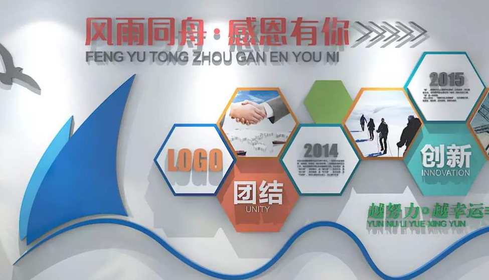 3d大氣集團公司企業文化墻創意齒輪文化墻設計圖片