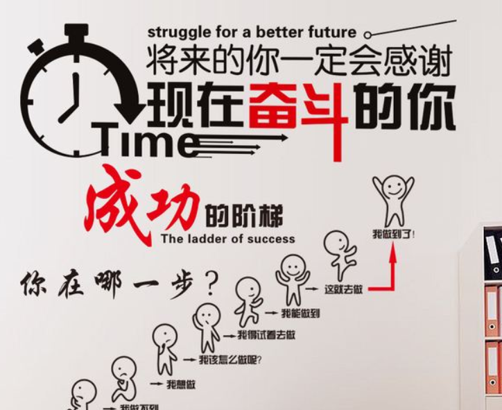 勵志標(biāo)語墻貼紙自律布置公司墻面裝飾品班級文化墻