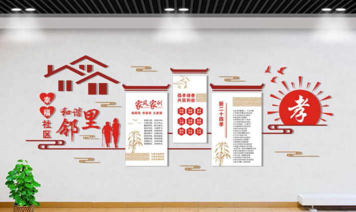 社區文化墻設計圖展板模板