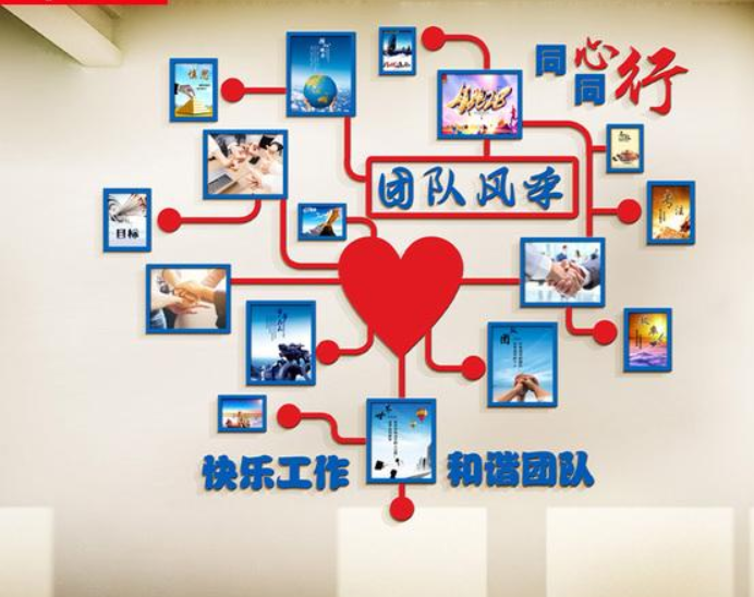 3d立體亞克力員工團隊心形照片墻