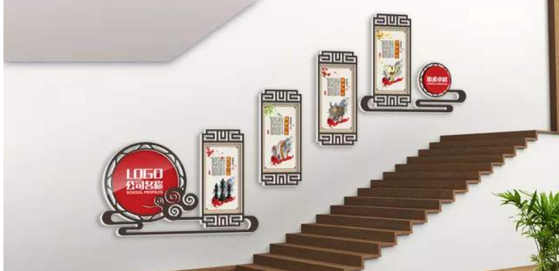 中式古典木質企業文化墻公司走廊文化墻設計