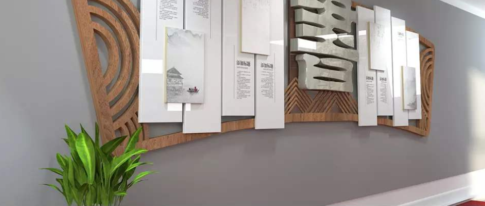 新中式木質(zhì)紋理校園文化墻設(shè)計(jì)