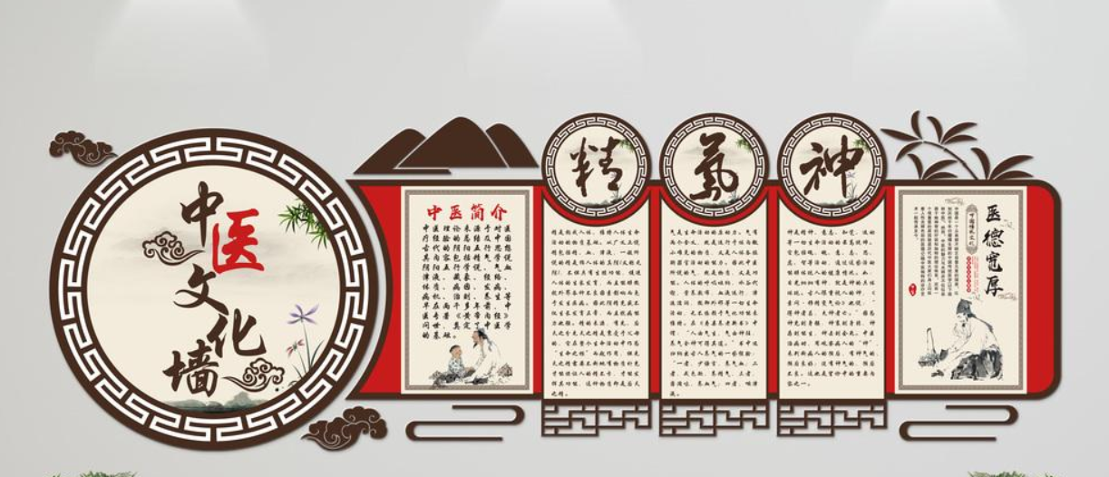 大氣中國風微立體精氣神中醫(yī)文化墻高清