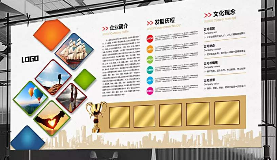 企業uv文化墻公司簡介形象墻展板cdr模板