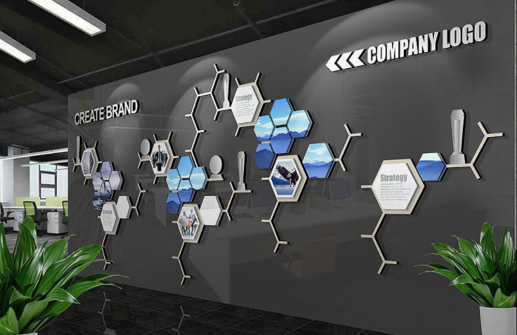 簡約高端通用uv企業文化墻企業展板形象墻發展