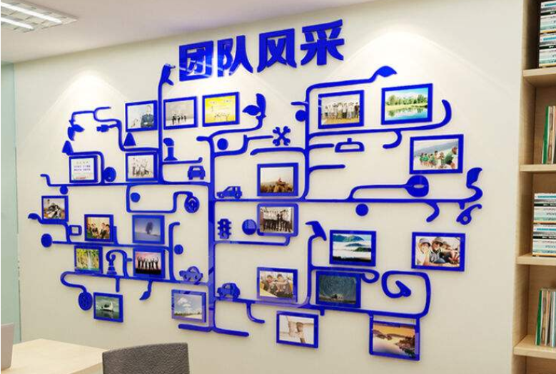 公司員工風采文化墻3d立體墻貼團隊照片墻